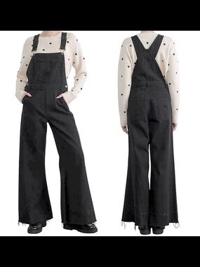Aaron & Amber Distressed Flared Leg Coveralls